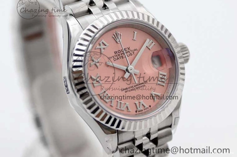 0403 ComfortFit Lady DateJust 28 SS TWF 1:1 Best Edition 904L Steel Pink Dial Roman Markers on President Bracelet NH 2183